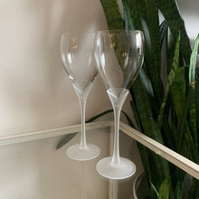 Load image into Gallery viewer, Set of 2 Vintage Frosted Stem Wine Glasses
