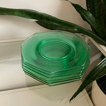 Load image into Gallery viewer, Set of 6 Vintage Green Depression Glass Dessert/Side Plates

