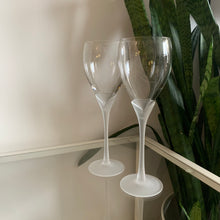 Load image into Gallery viewer, Set of 2 Vintage Frosted Stem Wine Glasses
