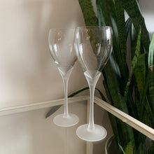 Load image into Gallery viewer, Set of 2 Vintage Frosted Stem Wine Glasses

